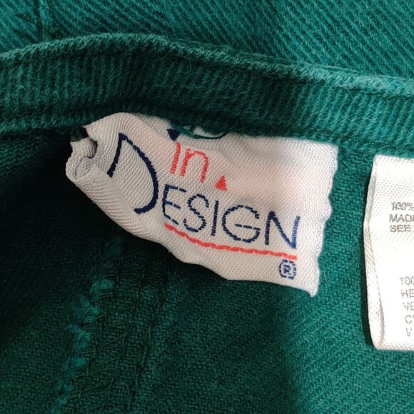 In Design 6 Girls Green Cotton Denim Jumper Dress Scotty Dog Bow Pockets Vintage - Picture 7 of 9